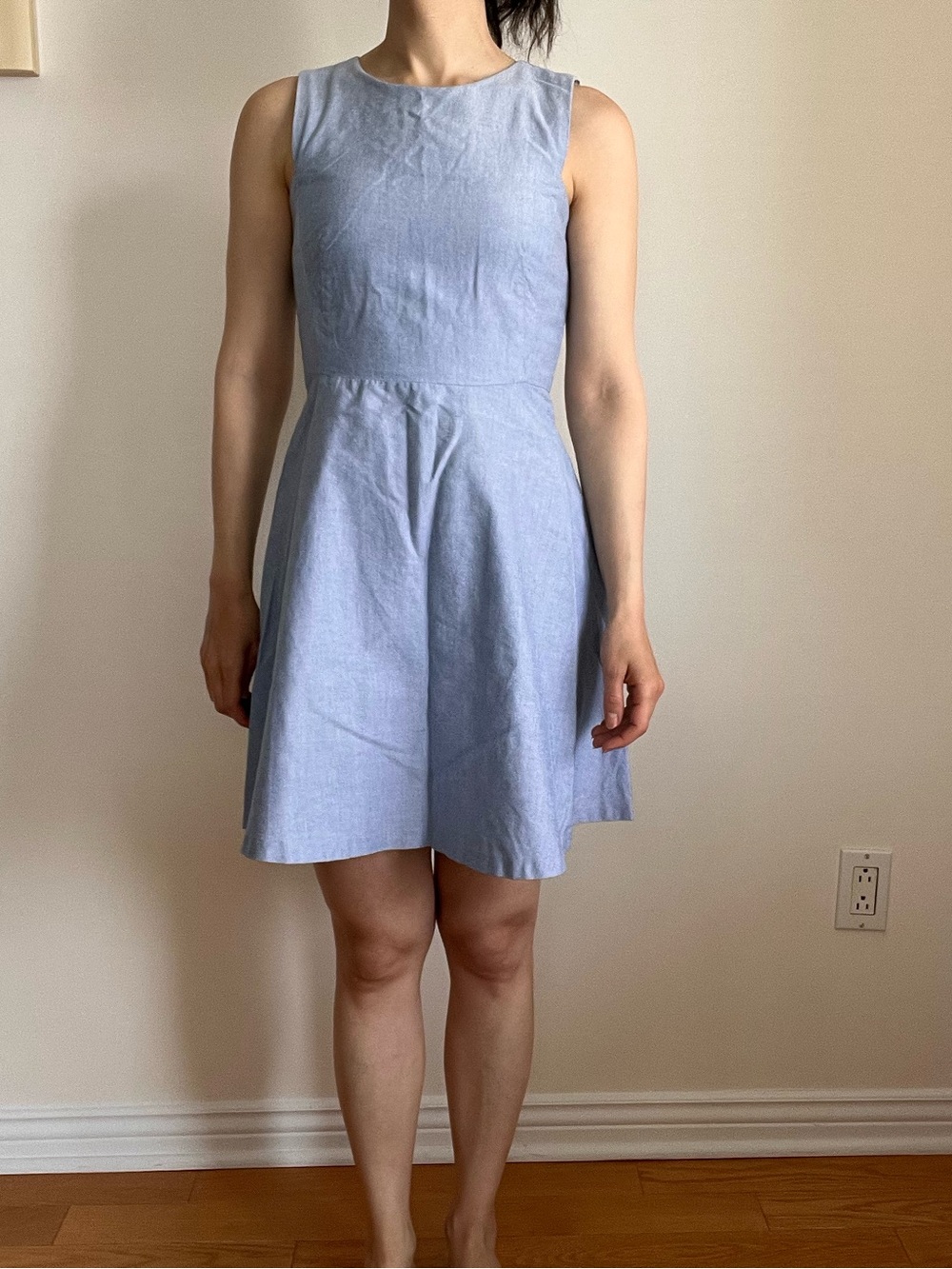 Zara Light Blue Sleeveless Fit-and-Flare Dress